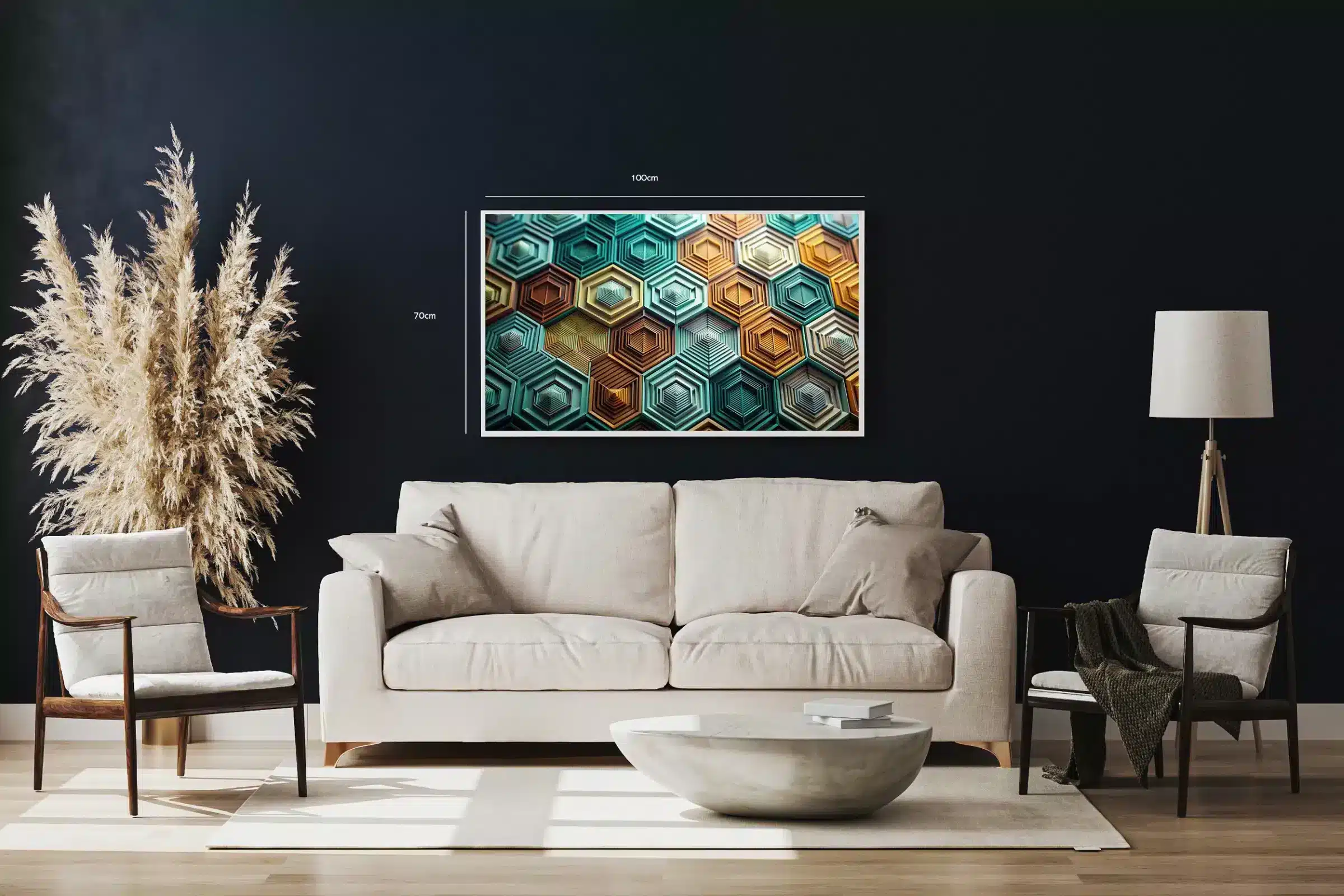 Geometriske Sekskanter i Teal