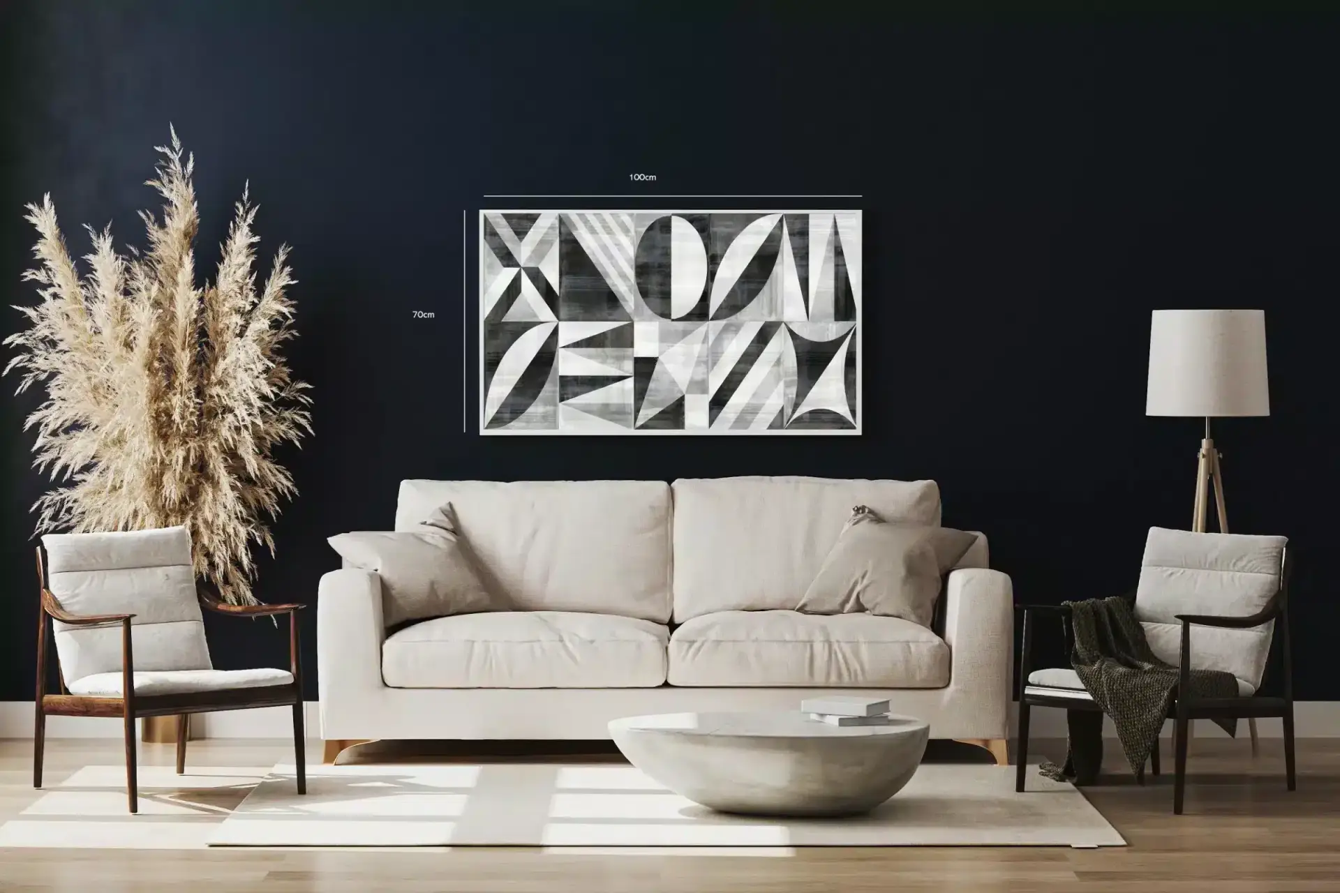 Geometrisk Abstrakt Komposition i Grå