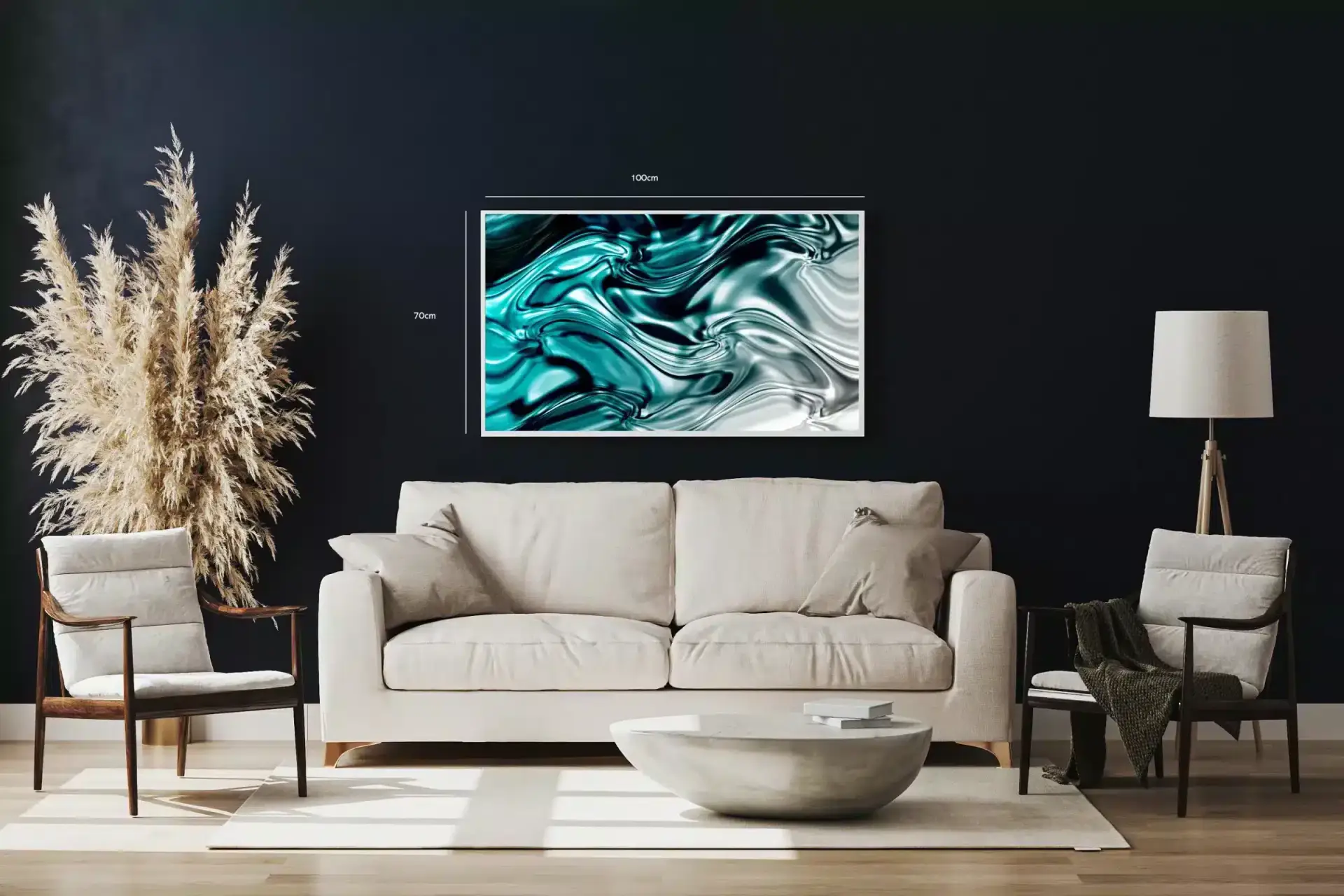Flydende Turquoise Krom Abstraktion