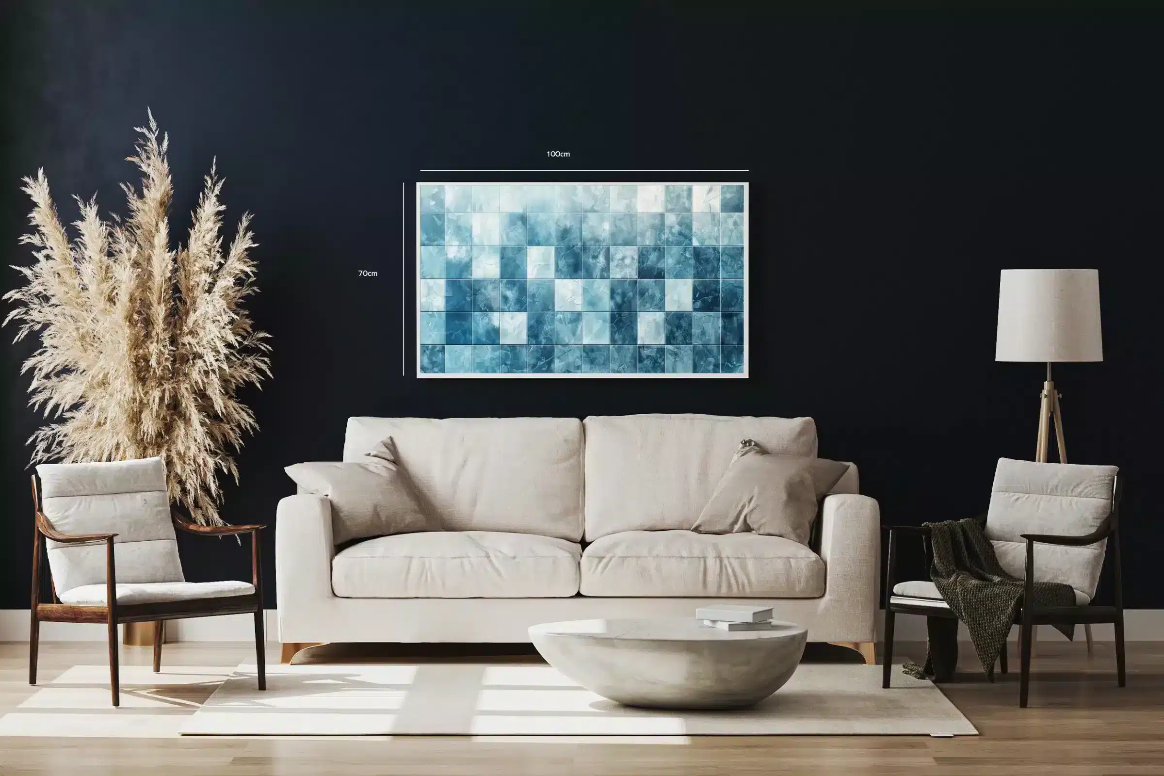 Blå Mosaik med Marmortekstur