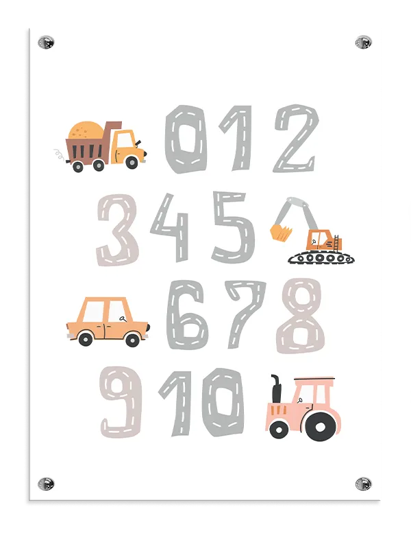 Playful Numbers With Vehicles Plakat