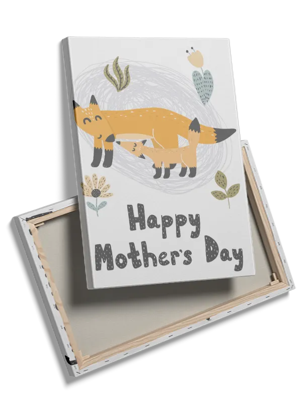 Happy Fox Family Illustration Plakat
