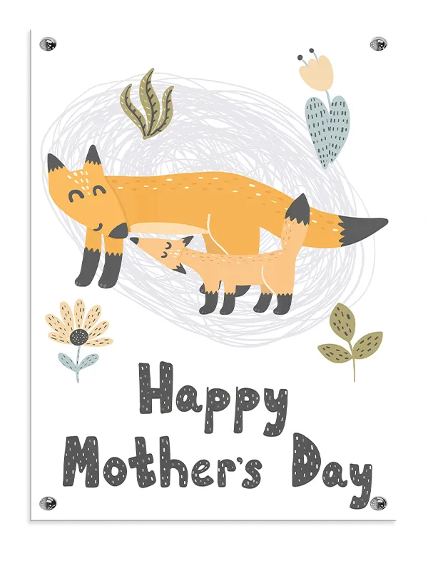 Happy Fox Family Illustration Plakat