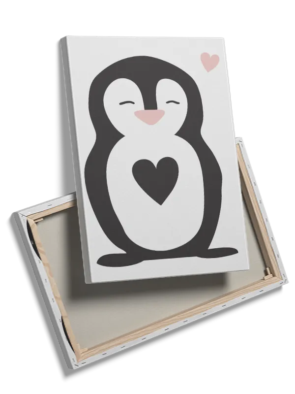 Gentle Penguin With Heart Plakat