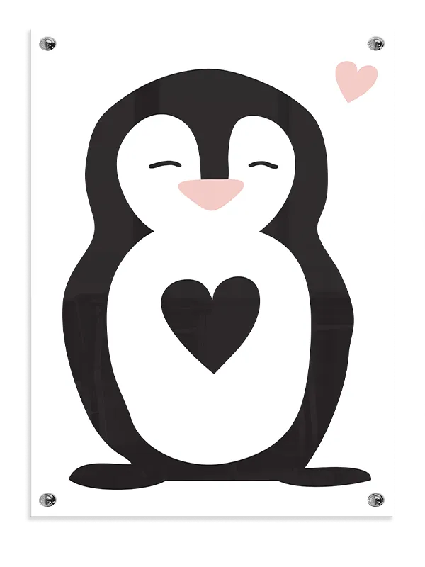 Gentle Penguin With Heart Plakat