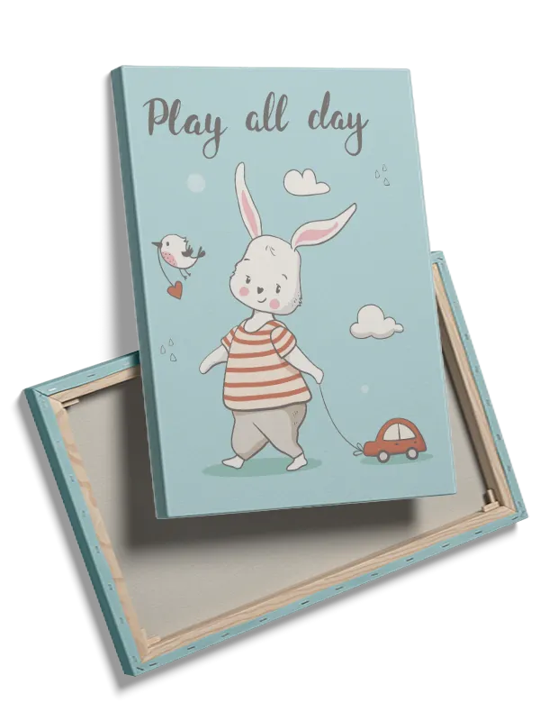 Playful Bunny And Bird Plakat