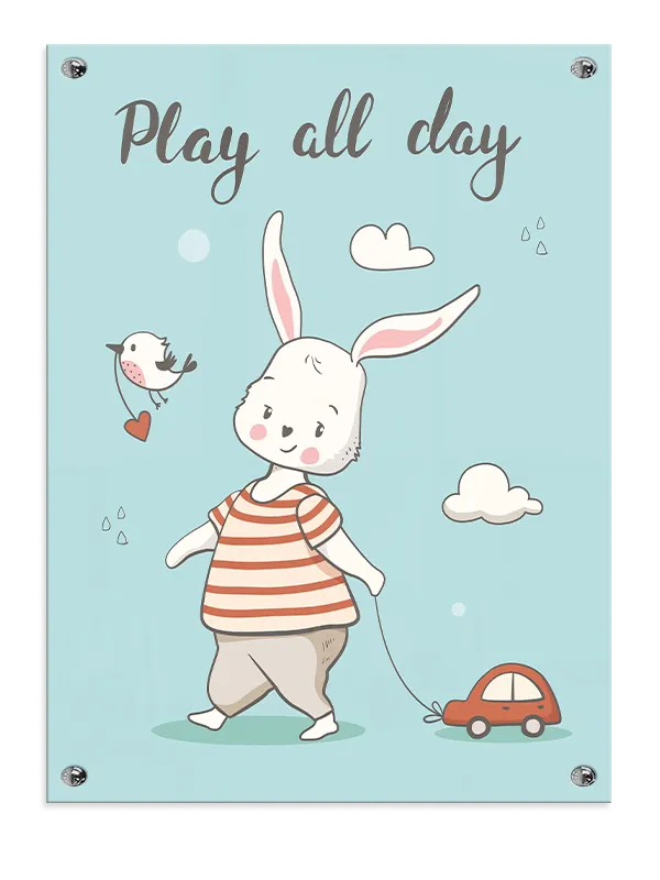 Playful Bunny And Bird Plakat