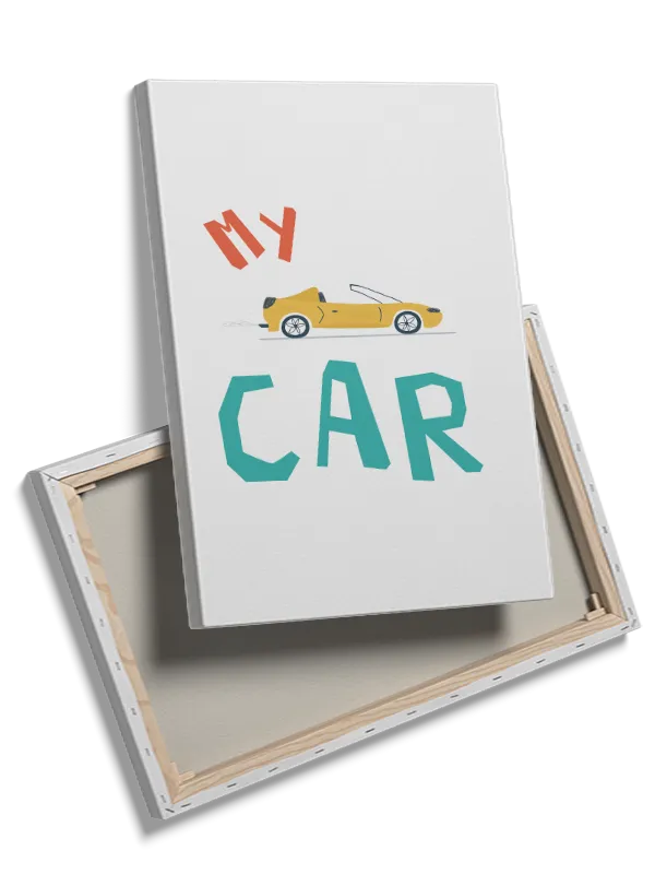 Playful Yellow Sports Car Plakat