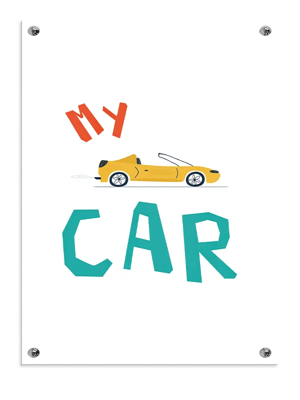 Playful Yellow Sports Car Plakat