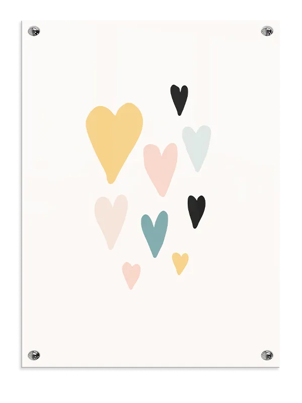 Gentle Colorful Heart Shapes Plakat