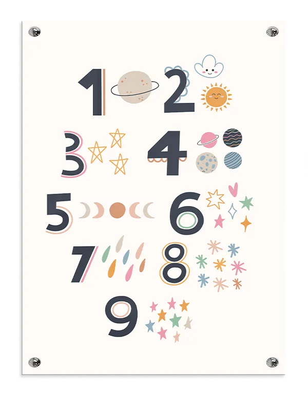 Playful Space Numbers Chart Plakat