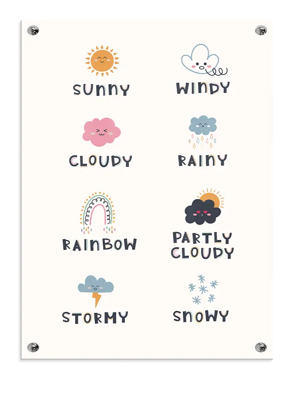 Playful Weather Word Chart Plakat