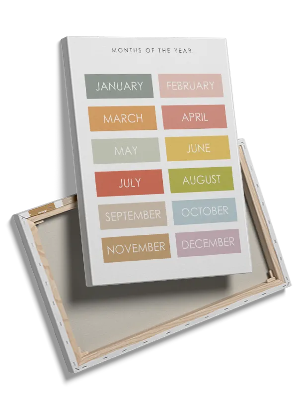 Colorful Months Learning Chart Plakat