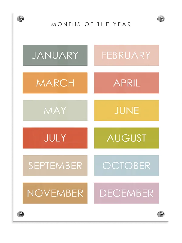 Colorful Months Learning Chart Plakat