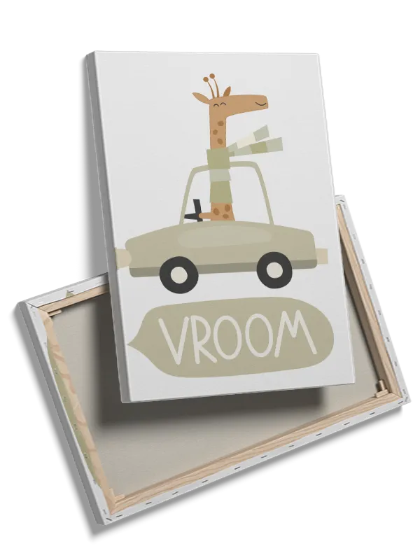 Playful Giraffe Driving Car Plakat