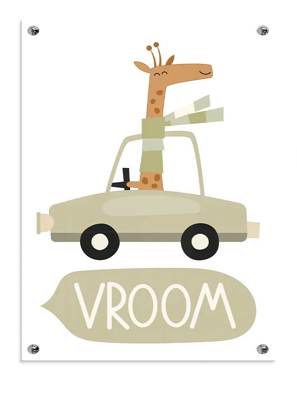 Playful Giraffe Driving Car Plakat