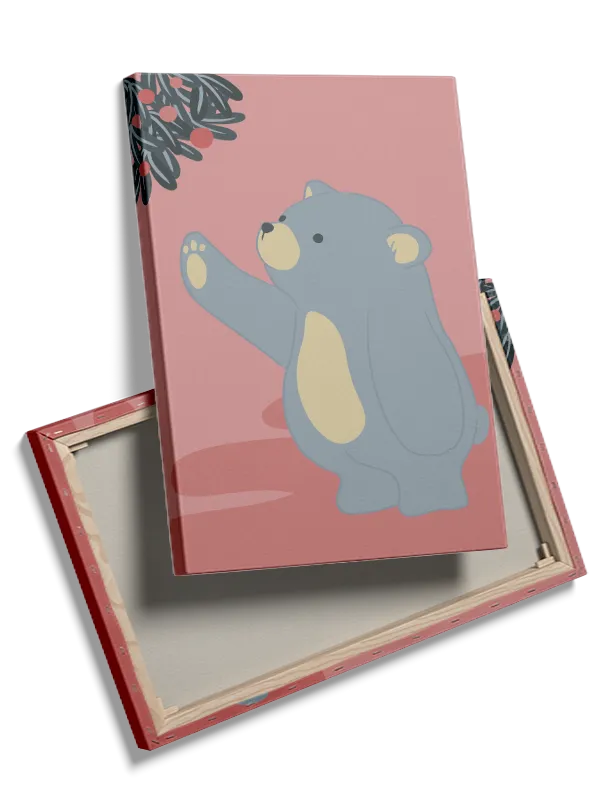 Playful Bear Reaching Berries Plakat