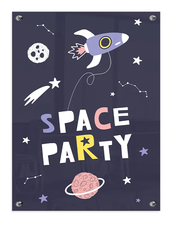Playful Space Party Rocket Plakat