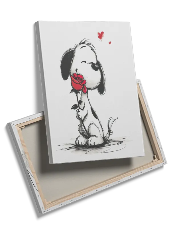 Playful Puppy With Rose Plakat