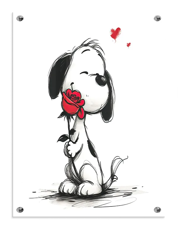 Playful Puppy With Rose Plakat