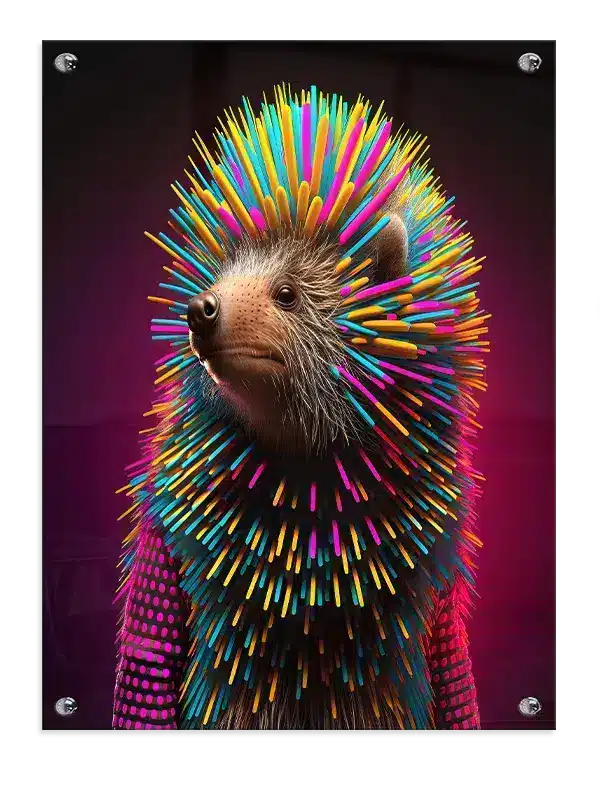Colorful Curious Hedgehog Plakat