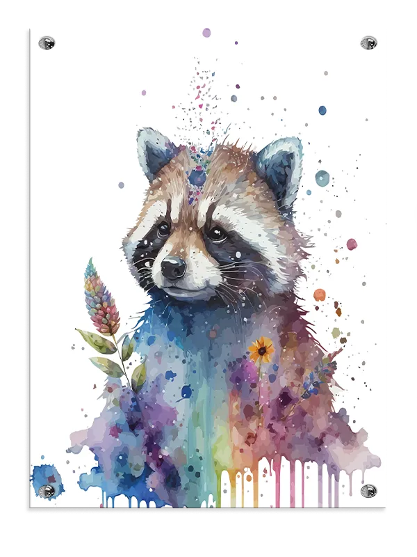 Playful Watercolor Raccoon Plakat