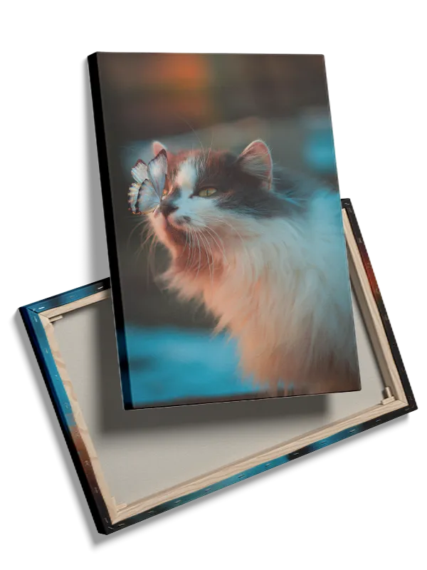 Gentle Cat With Butterfly Plakat