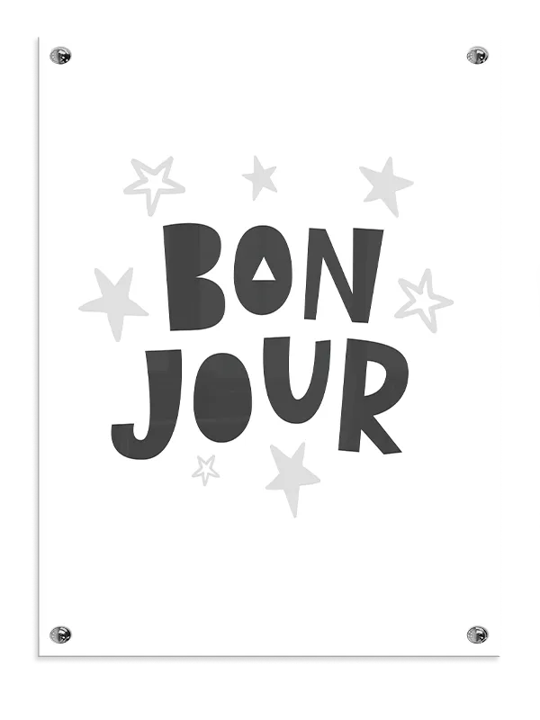 Playful Bonjour Greeting Stars Plakat