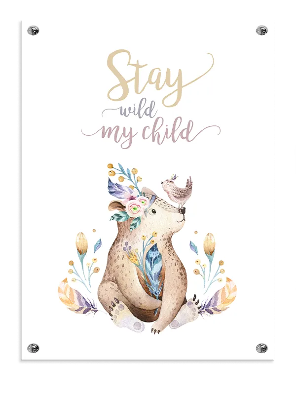 Gentle Bear With Bird Plakat