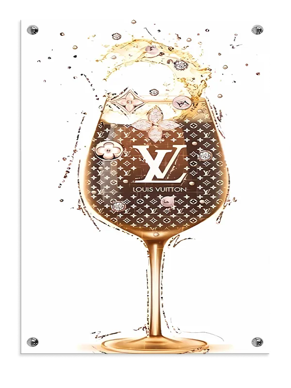 Vinglas logo monogram med typografi mønster