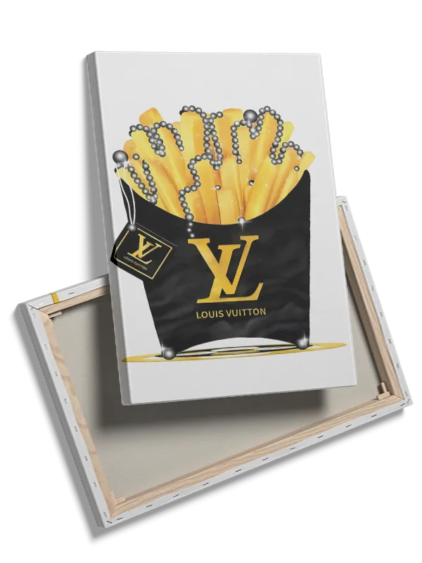 Pommes fritesposeperlekædelogo med typografiglansramme