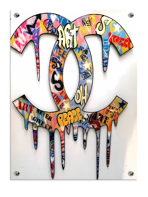 Logo graffiti malingdryp med typografi collage
