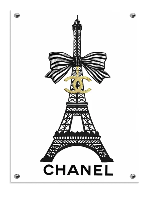 Eiffeltårn sløjfe logo med typografi silhuet