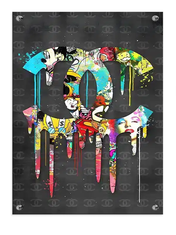 Logo collage ansigter med graffiti malingdryp