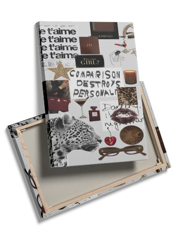 Leopard collage tekst med typografi mønster