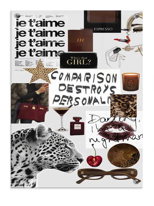 Leopard collage tekst med typografi mønster