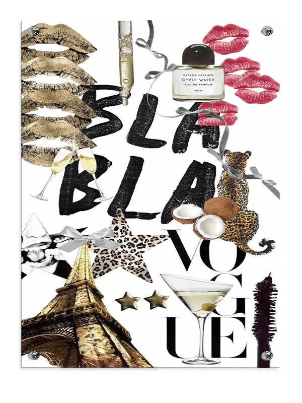 Collage typografi parfume læber med mønster