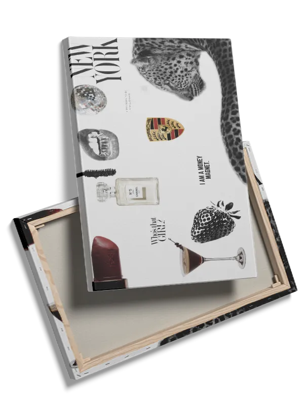 Leopard jordbær læbestift cocktailglas med collage