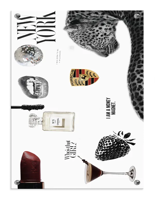 Leopard jordbær læbestift cocktailglas med collage