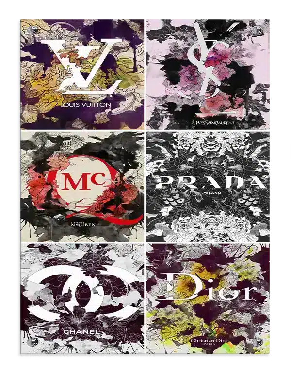 Logoer blomster collage med typografi mønster