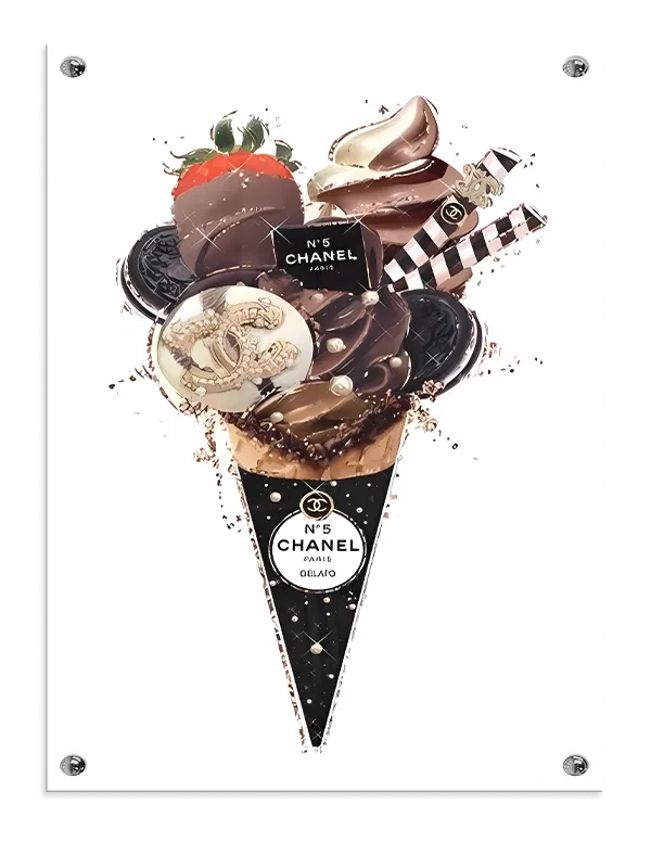Isvaffel jordbær chokolade kiks med collage