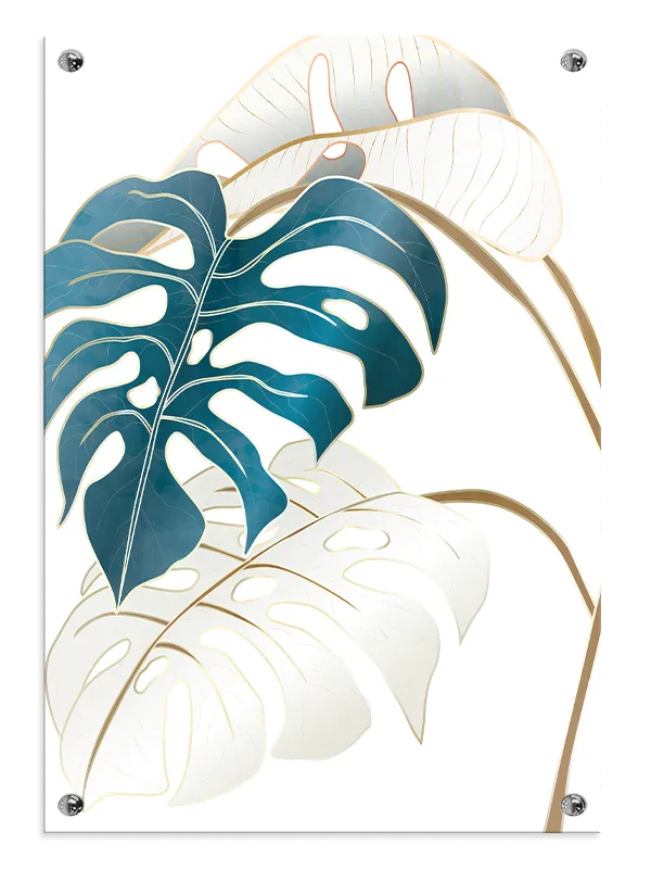 Teal Monstera Veins Plakat
