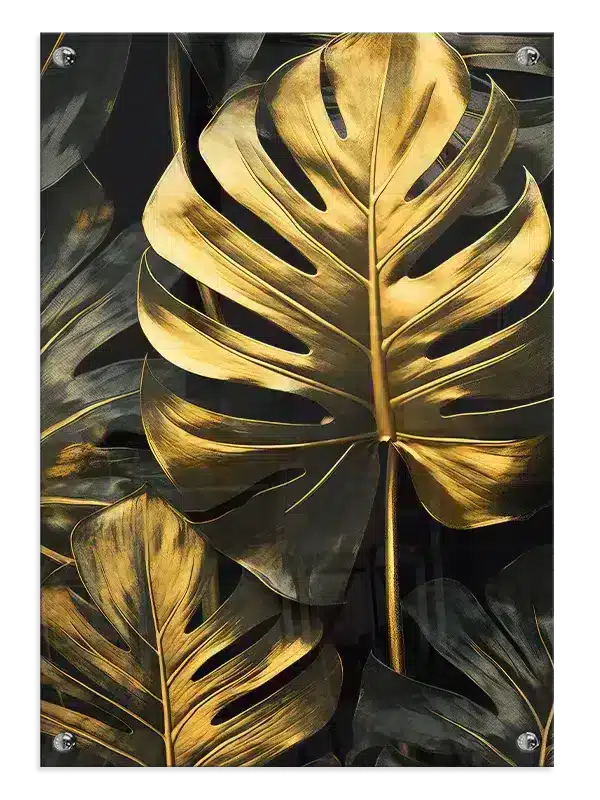 Golden Monstera Veins Plakat