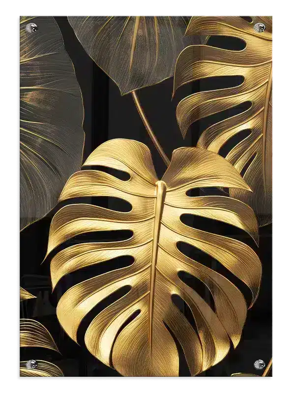 Golden Monstera Leaves Plakat