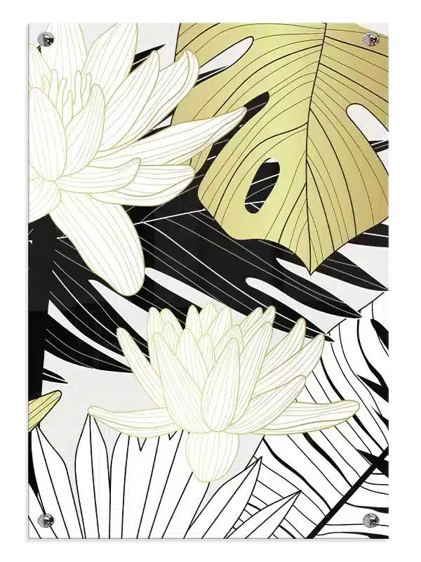 Lime Lotus Contours Plakat