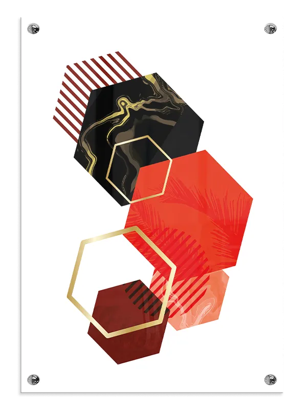 Crimson Hexagon Layers Plakat