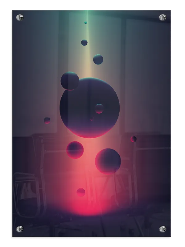 Orbiting Neon Spheres Plakat