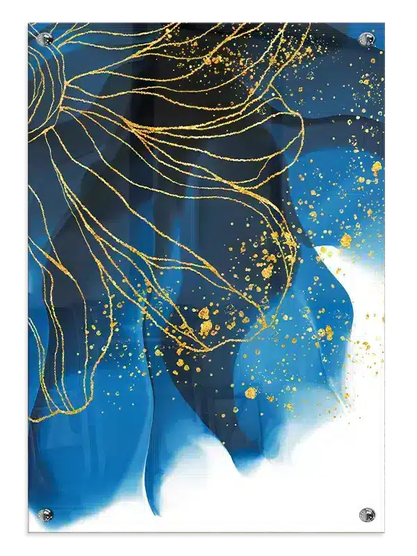 Golden Veins Blue Flow Plakat