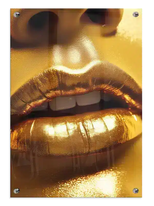 Golden Lip Contours Plakat