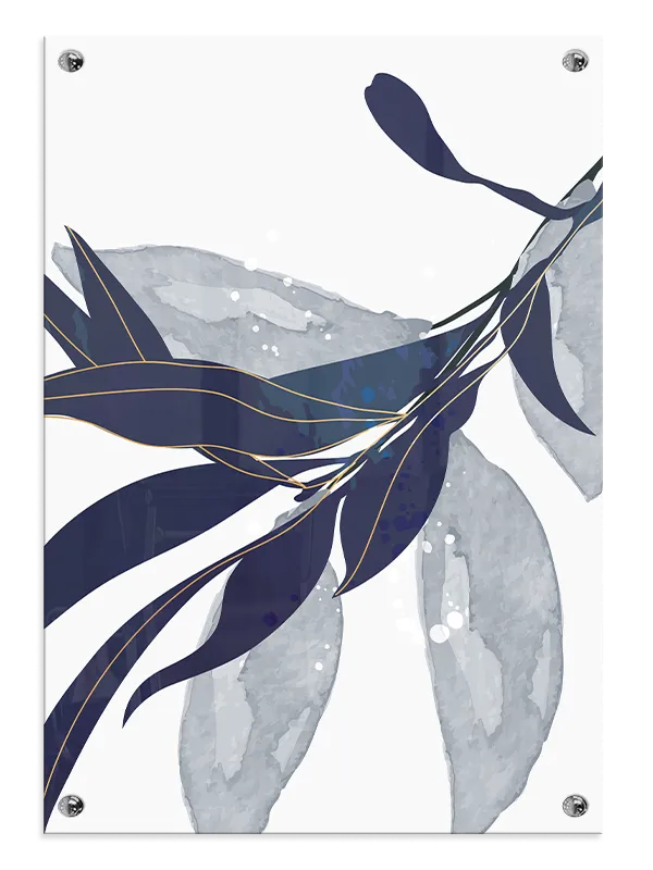 Indigo Leaf Silhouettes Plakat